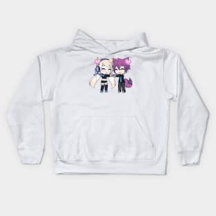 Cute Chibi style Kawaii Anime Girl and Boy Couple and Hearts Kids Hoodie